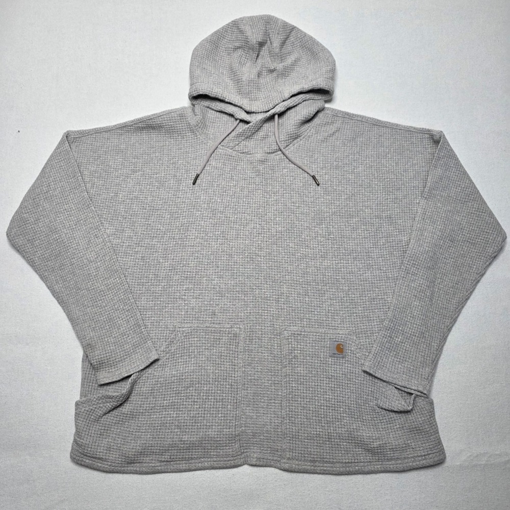 Carhartt Womens Relaxed Fit Heavyweight Long-Sleeve Hooded Shirt Gray‎ XL READ